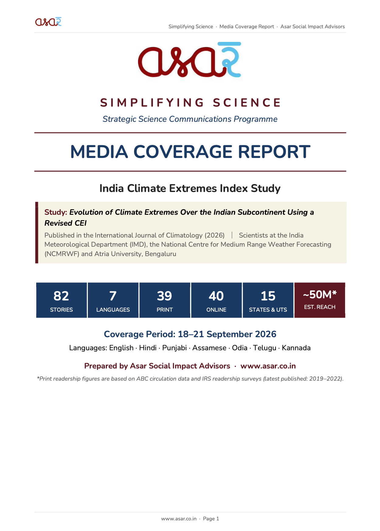 India Climate Extremes Index Study: A Simplifying Science Media Campaign